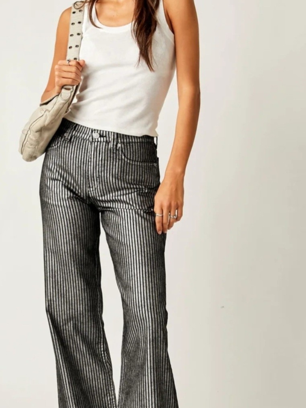 Free People Tinsley Metallic Stripe Wide Leg Pants
